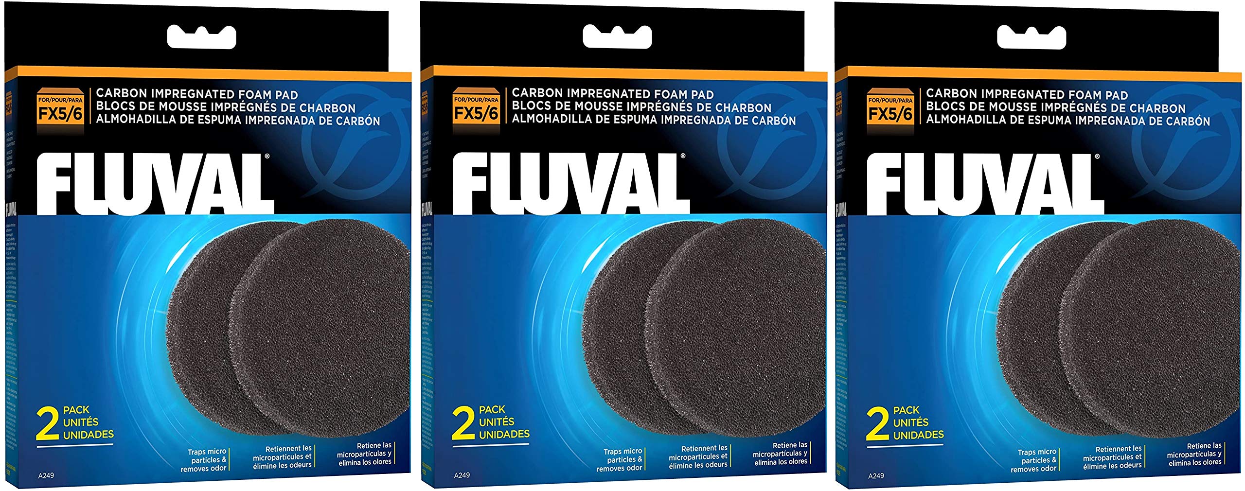 Fluval 6 Pack of Carbon Impregnated Foam Pads for FX5/6 Aquarium Filters