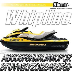 STIFFIE Whipline White/Silver SUPER STICKY 3" Alpha Numeric Registration Identification Numbers Stickers Decals for Sea-Doo SPARK, Inflatable Boats, RIBs, Hypalon/PVC, PWC and Boats.