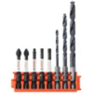 bosch ccsddv08 8-piece assorted set impact tough black oxide drill bits and 2 in. phillips, square, and torx power bits with clip for custom case system