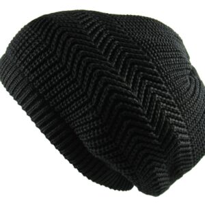 RW Knitted Slochy Cotton Classic Rasta Beanie (Black)