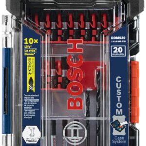 BOSCH DDMS20 20-Piece Assorted Impact Tough Drill Drive Custom Case System Set for Drilling and Driving Applications