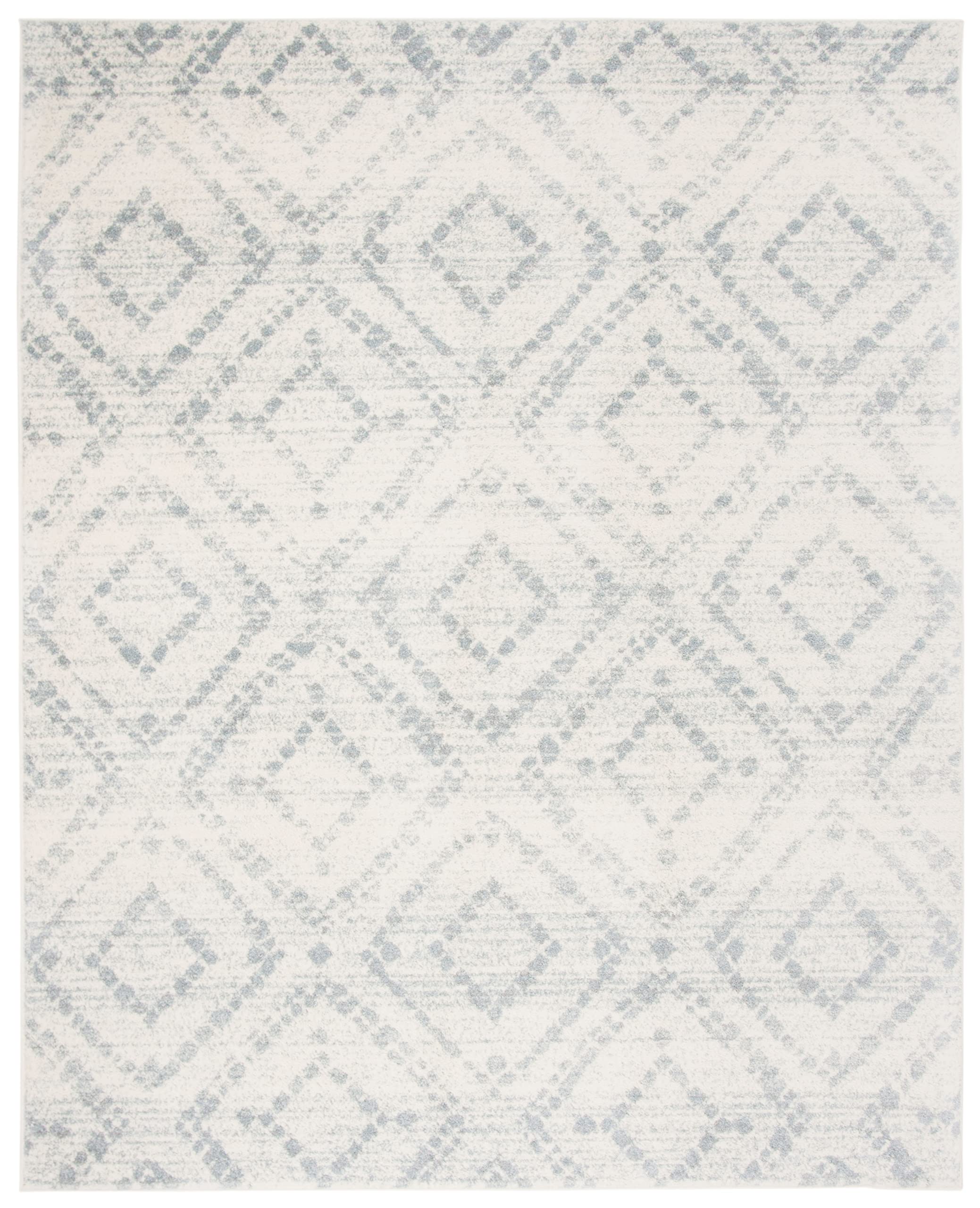 SAFAVIEH Adirondack Collection Area Rug - 8' x 10', Ivory & Light Blue, Modern Diamond Distressed Design, Non-Shedding & Easy Care, Ideal for High Traffic Areas in Living Room, Bedroom (ADR131T)