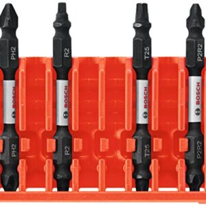 BOSCH CCSDEV2504 4-Piece Assorted Set 2-1/2 In. Impact Tough Phillips, Square, and Torx Double-Ended Bits with Clip for Custom Case System