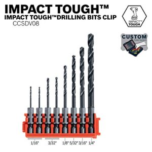 Bosch CCSDV08 Impact Tough Black Oxide Drill Bits with Clip for Custom Case System