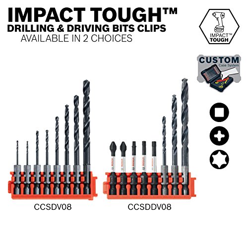 Bosch CCSDV08 Impact Tough Black Oxide Drill Bits with Clip for Custom Case System