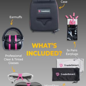 TradeSmart All-in-One Shooting Ear Protection - Comfort+ NRR 28 Earmuffs, Glasses & Earplugs + Carry Case