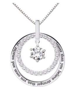 alov jewelry sterling silver "you are braver than you believe stronger than you seem and smarter than you think" cubic zirconia pendant necklace