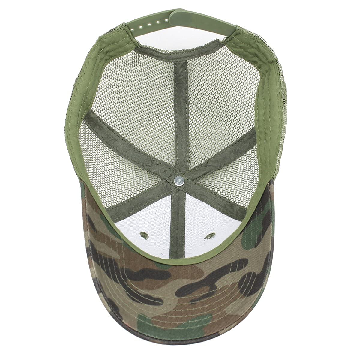 Low Profile Baseball Cap Ventilated Snapback Mesh Unisex Sun hat Plain Camo Adjustable Quick-Drying Camouflage (Camouflage + Light Green Grid)