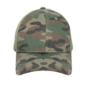 Low Profile Baseball Cap Ventilated Snapback Mesh Unisex Sun hat Plain Camo Adjustable Quick-Drying Camouflage (Camouflage + Light Green Grid)