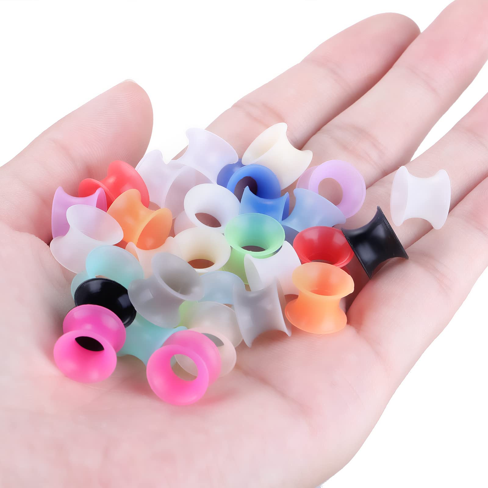 Xpircn Thin Silicone Ear Plugs Tunnels Flexible Ear Earlets Ear Gauges Expander Stretchers Double Flared Flesh Ear Piercing Jewelry 15pairs