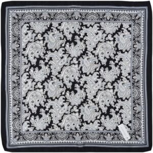 corciova Paisley White Black Western Neck Scarf Men Neckerchief 21x21 Women Silk Hair Scarf Ladies Short Bandana Purse Scarf