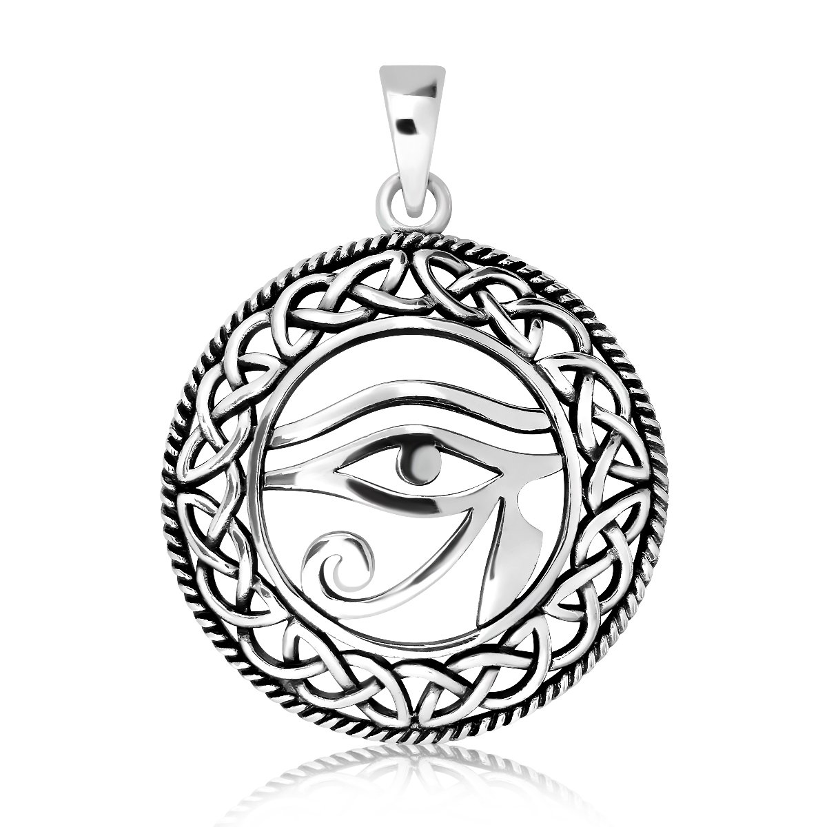 WithLoveSilver 925 Sterling Silver Celtic Ancient Egyptian Eye of Ra Good Luck Pendant