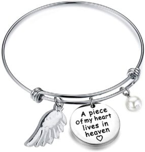 memorial jewelry sympathy gift a piece of my heart lives in heaven lariat y necklace loss jewelry gift (charm bracelet)