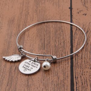 Memorial Jewelry Sympathy Gift A Piece of My Heart Lives In Heaven Lariat Y Necklace Loss Jewelry Gift (Charm Bracelet)