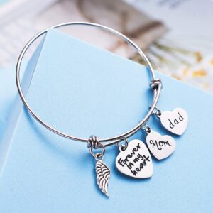 LParkin Sympathy Gift For Loss of Mother Father Bracelets Forever in My Heart Bereavement Gifts Angels Wind In Memory of Loved Mom Dad Bangle Bracelet For Daughter Memorial Presents