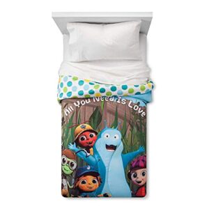 beat bugs "all you need is love" reversible blue & green comforter (twin) 1pc