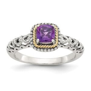 IceCarats 925 Sterling Silver Vintage Cushion-cut Purple Amethyst Ring Gemstone Band Size 8