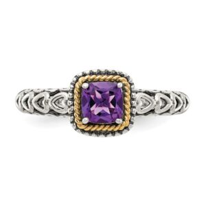 IceCarats 925 Sterling Silver Vintage Cushion-cut Purple Amethyst Ring Gemstone Band Size 8