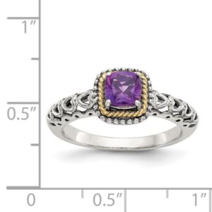 IceCarats 925 Sterling Silver Vintage Cushion-cut Purple Amethyst Ring Gemstone Band Size 8