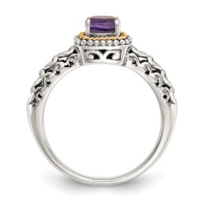 IceCarats 925 Sterling Silver Vintage Cushion-cut Purple Amethyst Ring Gemstone Band Size 8