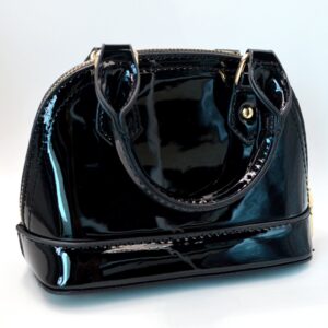 Zip Around Dome Patent Leather Satchel Mini Top Handle Tote Bag Shell Shape Purse Handbags