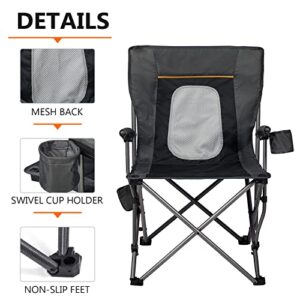 PORTAL Comfortable Portable Lawn Lightweight Foldable Outdoor Camp Chair for Adults, Supports up to 300 lbs, Black