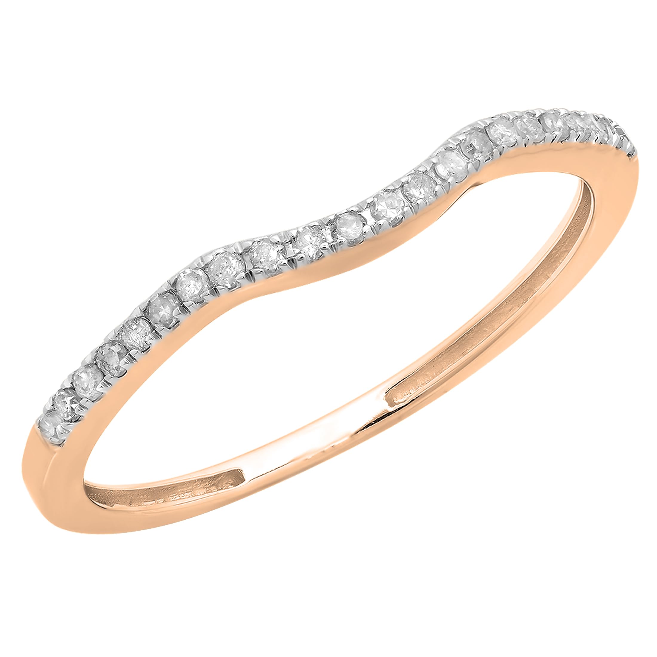 Dazzlingrock Collection 0.15 Carat (Cttw) Round White Diamond Contour Wedding Ring Enhancer Guard for Women in 10K Rose Gold Size 8