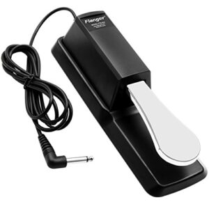 sustain pedal universal foot damper for digital electronic piano keyboard, flanger(carbon black, ftb-004)