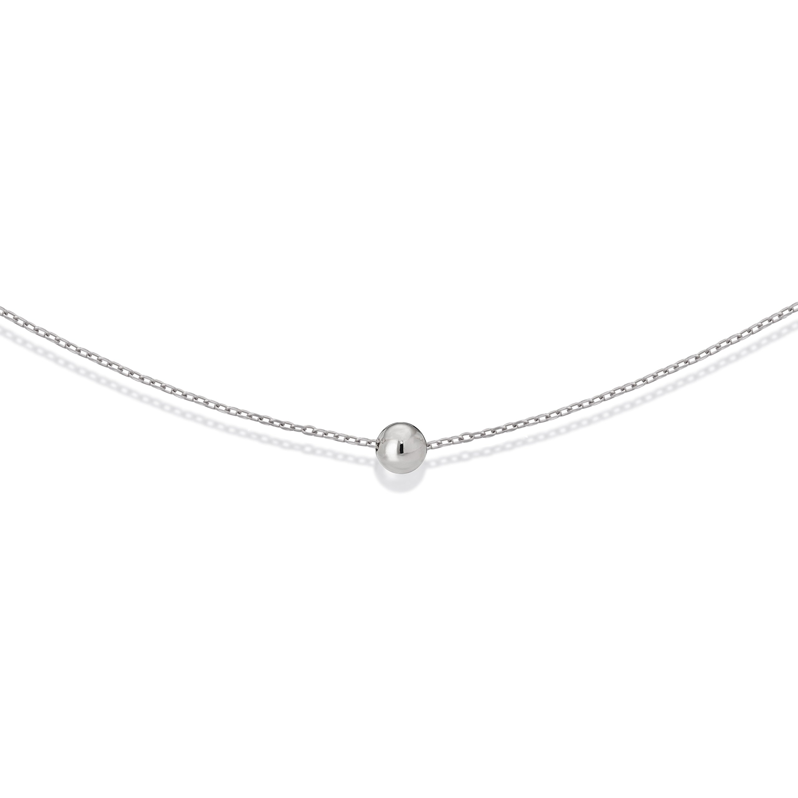 S.Leaf Sterling Silver Tiny Dot Necklace Round Circle Necklaces for Women Dainty Necklaces for Women Simple Necklaces for Women (06_ball_silver)