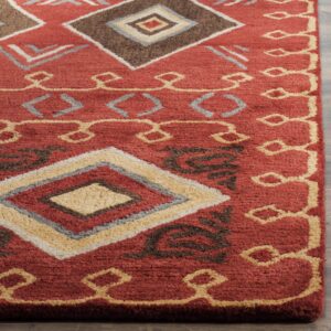 SAFAVIEH Heritage Collection Area Rug - 9' x 12', Red & Multi, Handmade Traditional Oriental Wool, Ideal for High Traffic Areas in Living Room, Bedroom (HG404A)