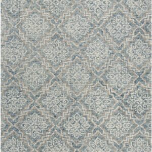 SAFAVIEH Abstract Collection Area Rug - 6' x 9', Blue & Grey, Handmade Wool, Ideal for High Traffic Areas in Living Room, Bedroom (ABT201A)