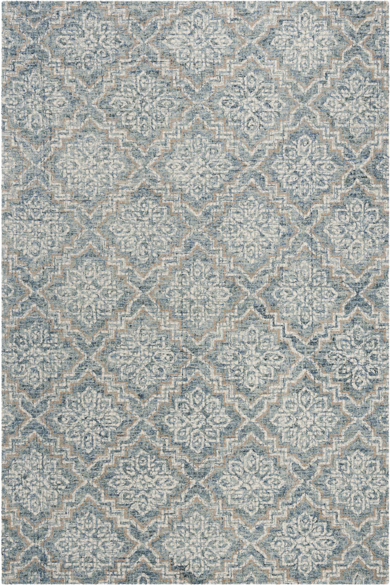 SAFAVIEH Abstract Collection Area Rug - 6' x 9', Blue & Grey, Handmade Wool, Ideal for High Traffic Areas in Living Room, Bedroom (ABT201A)