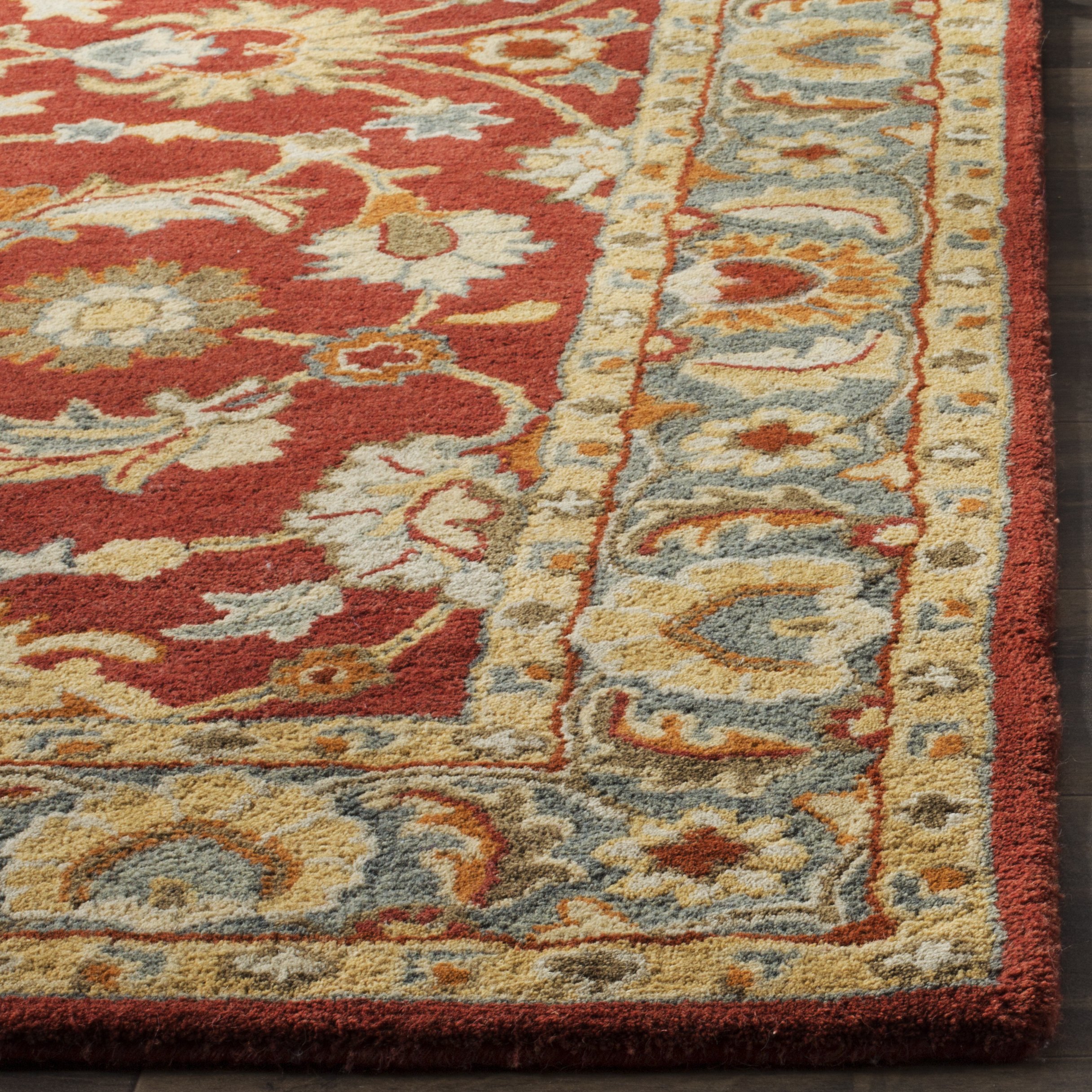 SAFAVIEH Heritage Collection 9' x 12' Red/Blue HG403A Handmade Traditional Oriental Premium Wool Area Rug