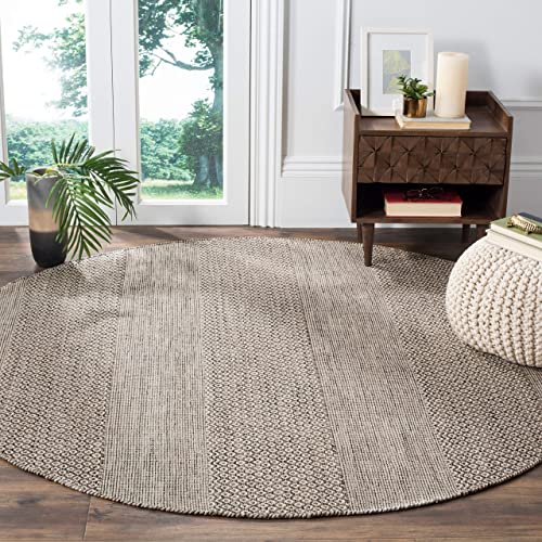 SAFAVIEH Montauk Collection Area Rug - 9' x 12', Ivory & Anthracite, Handmade Flat Weave Boho Farmhouse Cotton Tassel Fringe, Ideal for High Traffic Areas in Living Room, Bedroom (MTK330N)