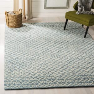 SAFAVIEH Abstract Collection Area Rug - 6' x 9', Blue & Ivory, Handmade Wool, Ideal for High Traffic Areas in Living Room, Bedroom (ABT203A)