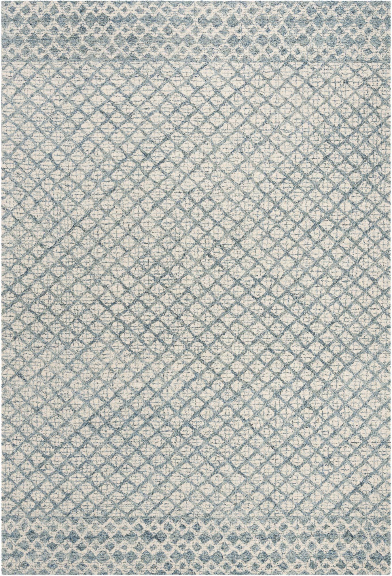 SAFAVIEH Abstract Collection Area Rug - 6' x 9', Blue & Ivory, Handmade Wool, Ideal for High Traffic Areas in Living Room, Bedroom (ABT203A)