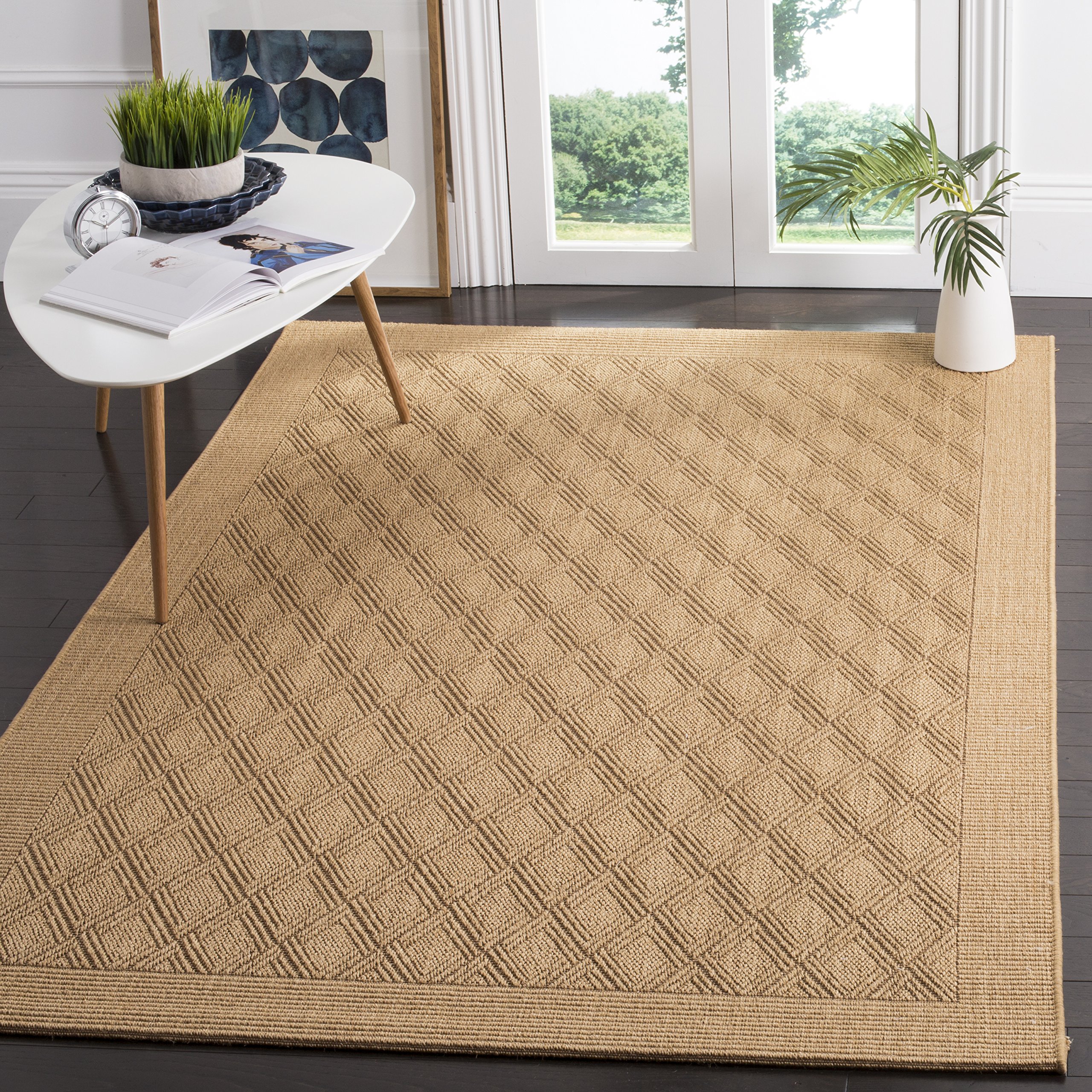 SAFAVIEH Palm Beach Collection Area Rug - 8' x 10', Maize, Sisal & Jute Design, Ideal for High Traffic Areas in Living Room, Bedroom (PAB351M)