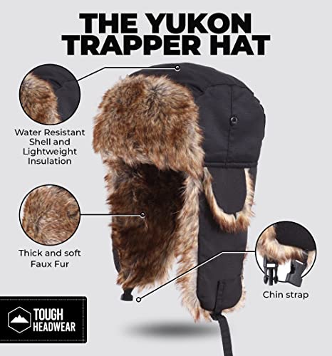 Tough Headwear Winter Trapper Hat - Russian Ushanka Trooper Aviator Hats for Men & Women - Snow Eskimo Hat with Ear Flaps