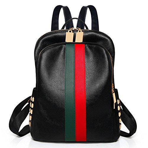 Mynos Fashion Backpack Bag Purse For Women Leather Mini Rucksack Zipper Travel Daypack Ladies Shoulder Bag Tote (A-Small Black)