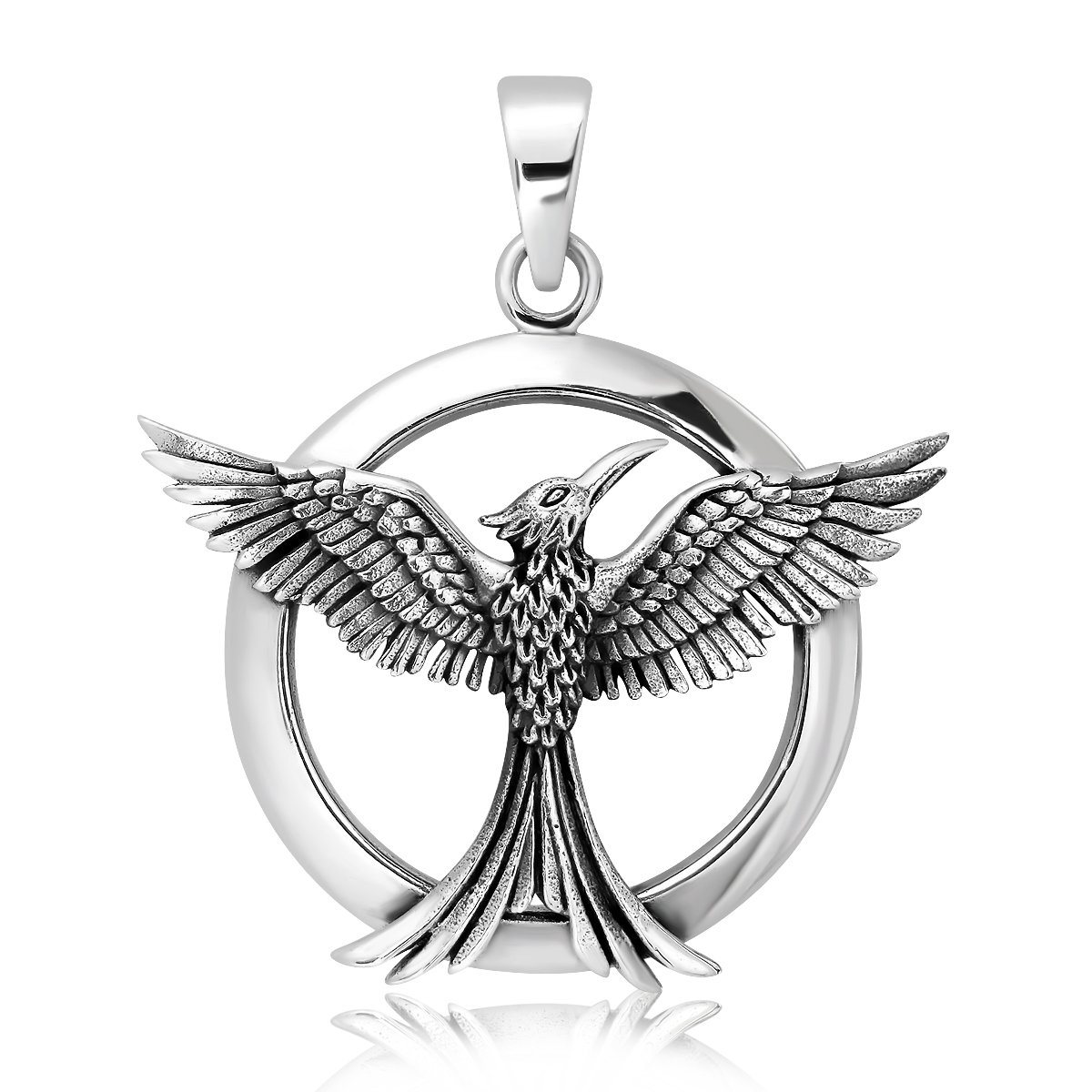 WithLoveSilver Sterling Silver 925 Celtic Phoenix Firebird Bird of Paradise Pendant