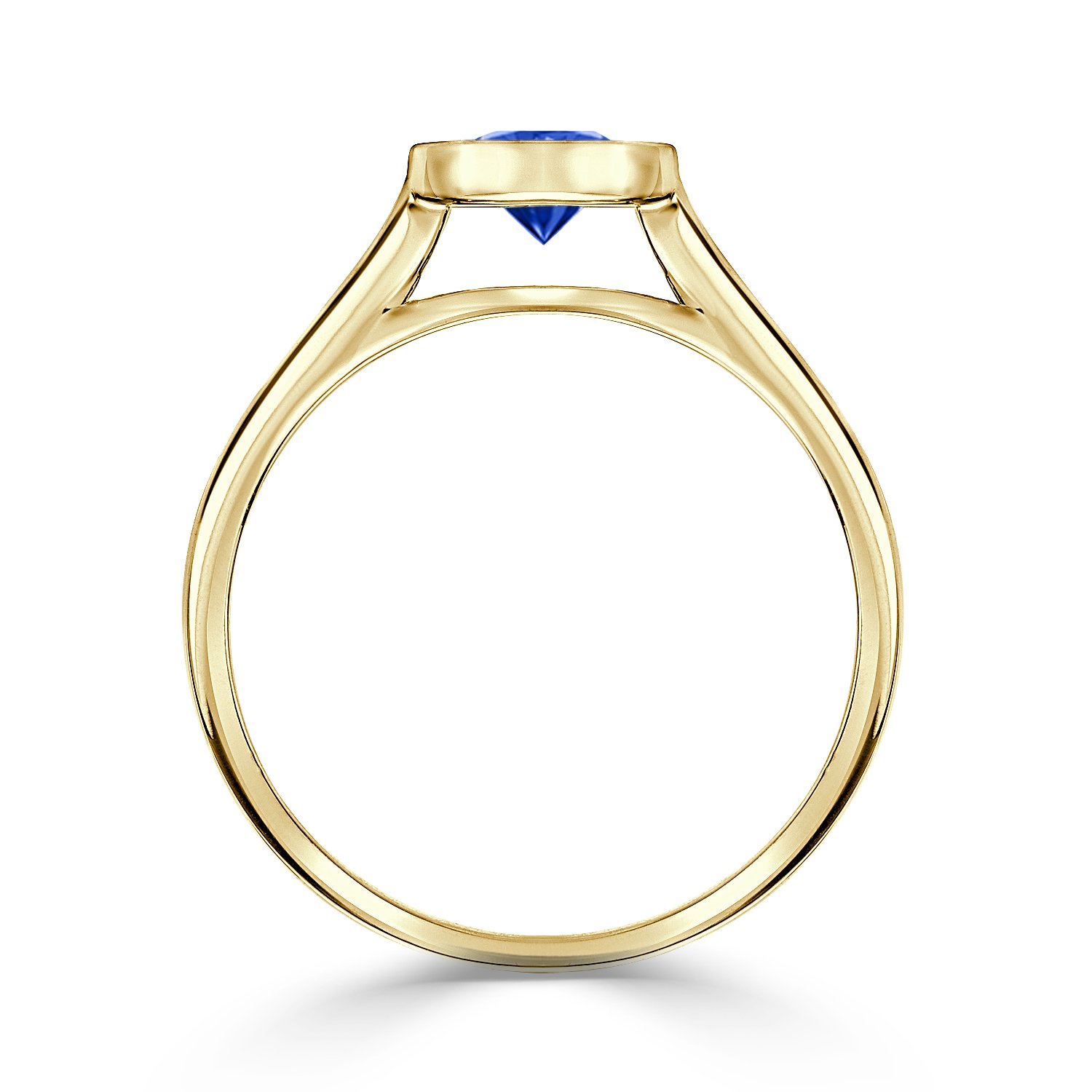 Diamond Wish 18K Yellow Gold Round-Cut Blue Sapphire Gemstone Solitaire Engagement Ring Bezel (1 cttw) Size 7