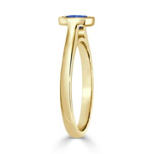 Diamond Wish 18K Yellow Gold Round-Cut Blue Sapphire Gemstone Solitaire Engagement Ring Bezel (1 cttw) Size 7