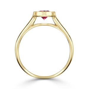 Diamond Wish 18K Yellow Gold Round-Cut Ruby Gemstone Solitaire Engagement Ring Bezel (3/4 cttw) Size 7.5