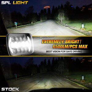 SPL 105W Brightest 5x7 7x6 Projector Led Headlights Sealed Beam H4 Plug H6054 H5054 with DRL Compatible with Jeep Wrangler YJ Cherokee XJ Ford Chevy GMC Toyota etc(Black Pair)