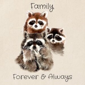 CafePress Family Forever Always Quote Watercolor Raccoon An Natural Canvas Tote Bag, Reusable Shopping Bag