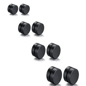 8PCS Asoorted Size 6-12MM Stainless Steel Magnetic Fake, Black, Size No Size