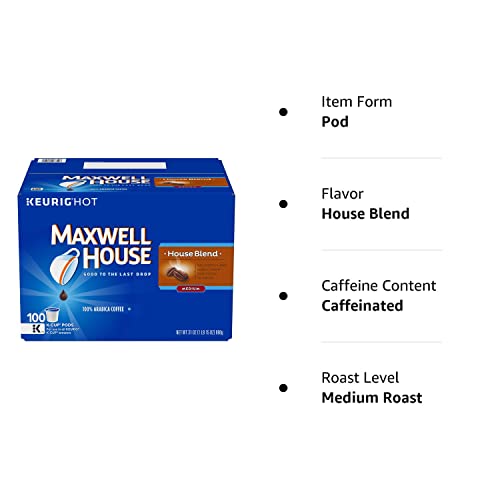 Maxwell House House Blend Medium Roast K-Cup Coffee Pods (100 Pods)