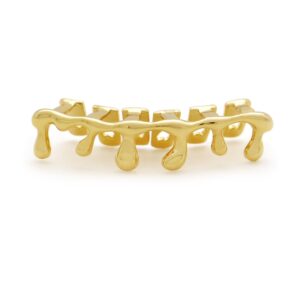 lureen 14k gold teardrop bottom grillz 6 teeth lower teeth drip cap grillz for halloween costume cosplay