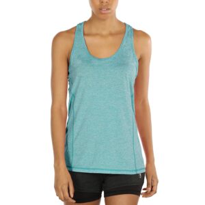 icyzone Workout Tank Tops for Women - Racerback Athletic Yoga Tops, Running Exercise Gym Shirts(Pack of 3)(M, Black/Granite/Green)