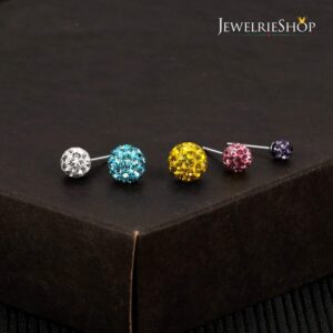 JewelrieShop Rhinestones Crystal Ball Stud Earrings Set Fireball Disco Ball Pave Bead Earrings Hypoallergenic for Women (02. 12 Pairs, 6mm)